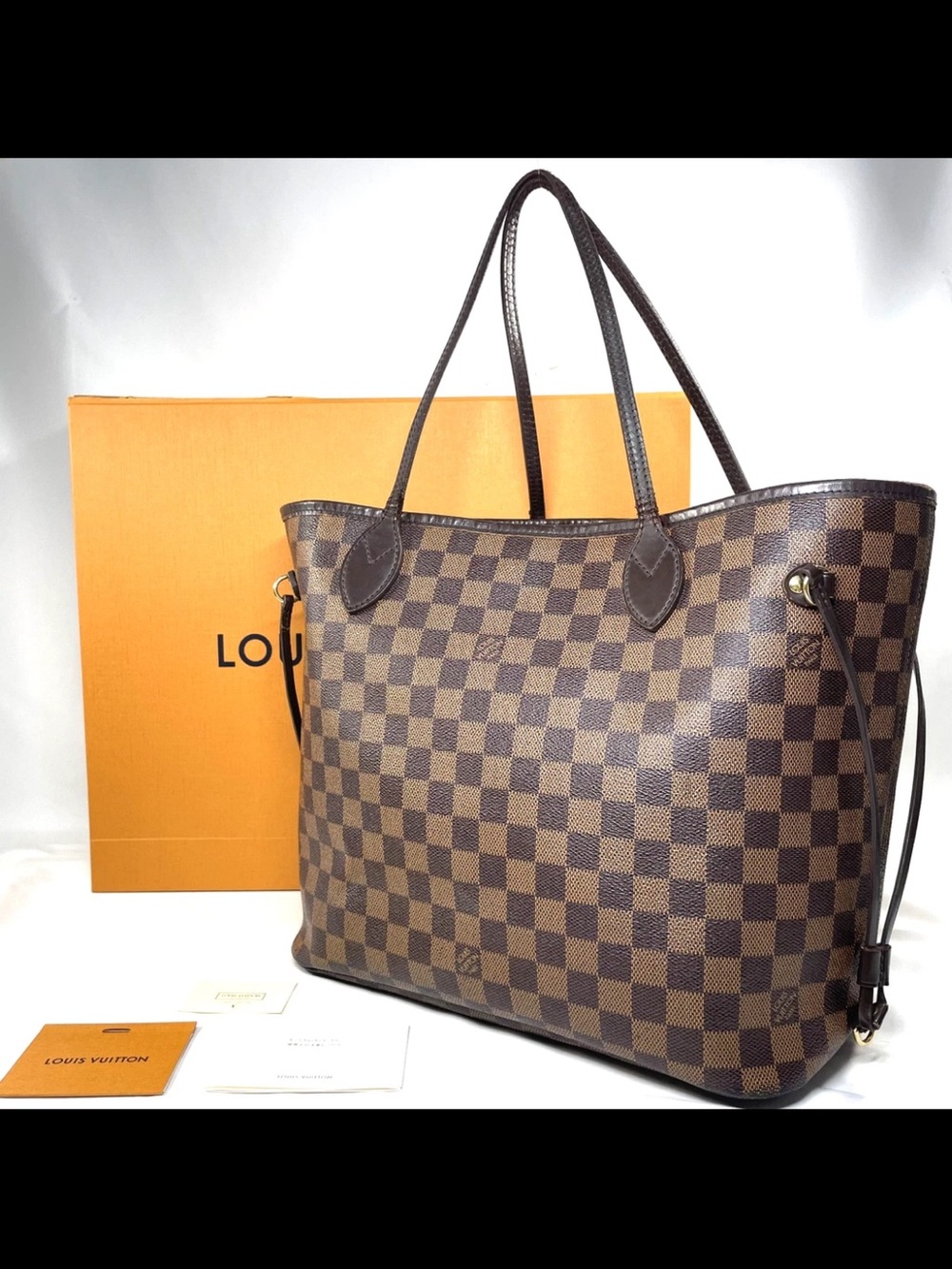 Louis Vuitton Damier Ebene Checkerboard Tote in Dark Brown
